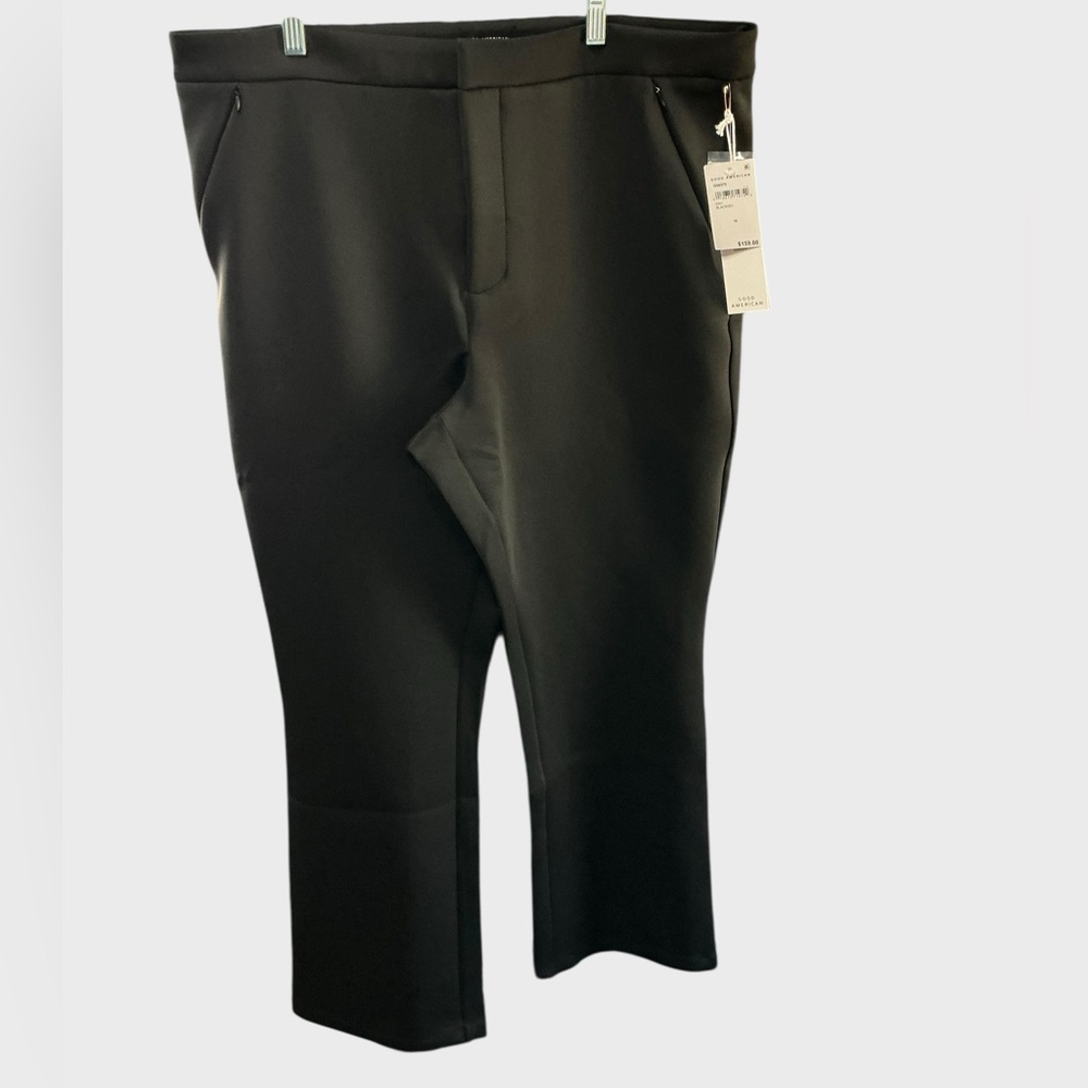 Good American Scuba Cropped Straight Trousers Black Size 16 NWT - Picture 3 of 10